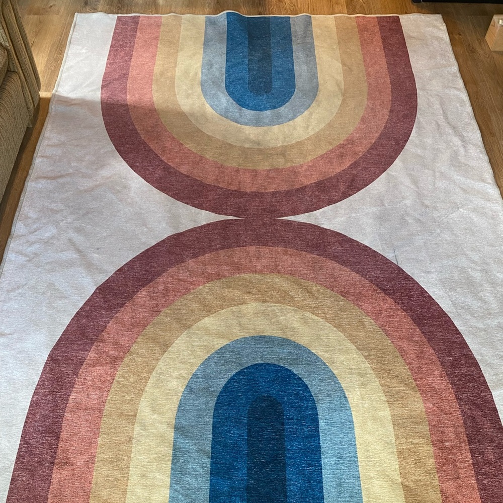 Vintage Style Washable Rainbow Pattern Rug